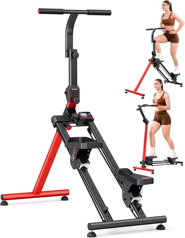 YOLEO Steppers for Exercise at Home, Adjustable Stair Stepper with 3 Workout Modes,Folding Cardio Stair Master with Ski Simulation Mode & Oversized Pedal,90% Pre-Assembled Stair Climber with Handlebar