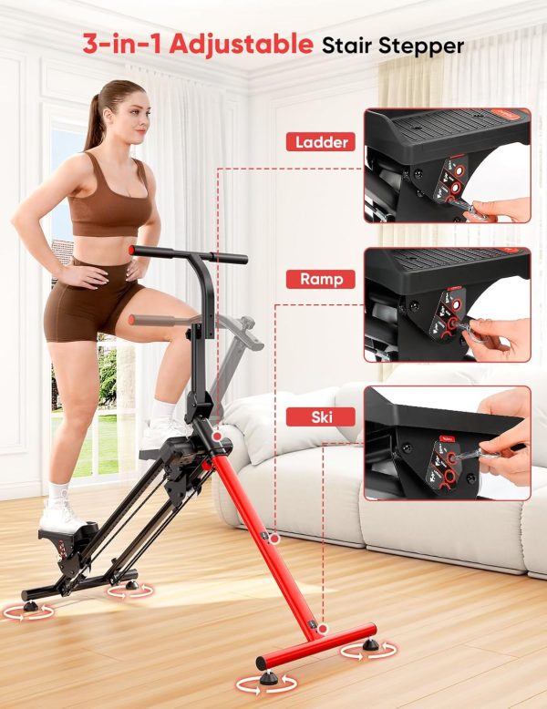 YOLEO Steppers for Exercise at Home, Adjustable Stair Stepper with 3 Workout Modes,Folding Cardio Stair Master with Ski Simulation Mode & Oversized Pedal,90% Pre-Assembled Stair Climber with Handlebar - Image 2