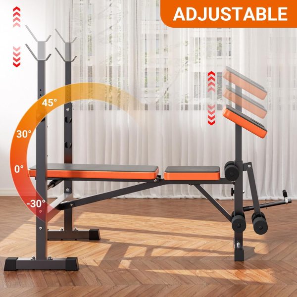 YOLEO 6 in 1 Weight Bench Set for Home Gym, Adjustable & Foldable Weight Bench, Workout Bench with Squat Rack for Bench Press Sit up Incline Flat Decline - Image 3