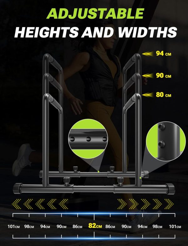 YOLEO Adjustable Dip Bar- 1100lbs Dip Station Portable Functional Fitness Bar with Safety Connector, Heavy Duty Dip Stand Body Press Bar Parallette Exercise Bar Workout Equalizer for Calisthenics - Image 3