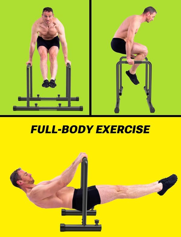 YOLEO Adjustable Dip Bar- 1100lbs Dip Station Portable Functional Fitness Bar with Safety Connector, Heavy Duty Dip Stand Body Press Bar Parallette Exercise Bar Workout Equalizer for Calisthenics - Image 8